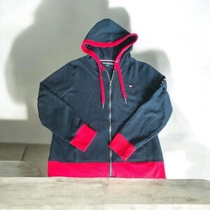 Tommy Hilfiger Navy/Red&White Zipper Hoodie Sz L